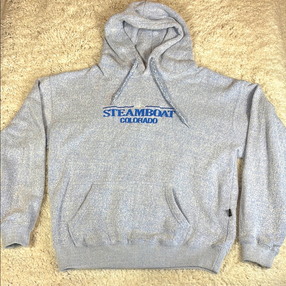 Steamboat Colorado Blue/White Hoodie, Size Large